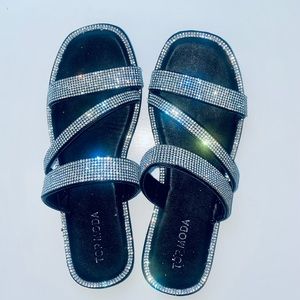 TOP GUY Rhinestone Embellished Sandal - Size 7